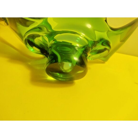 Vintage Large Chalet Canada Art Glass Green to Blue Centerpiece Vase 1960 - Picture 6 of 12